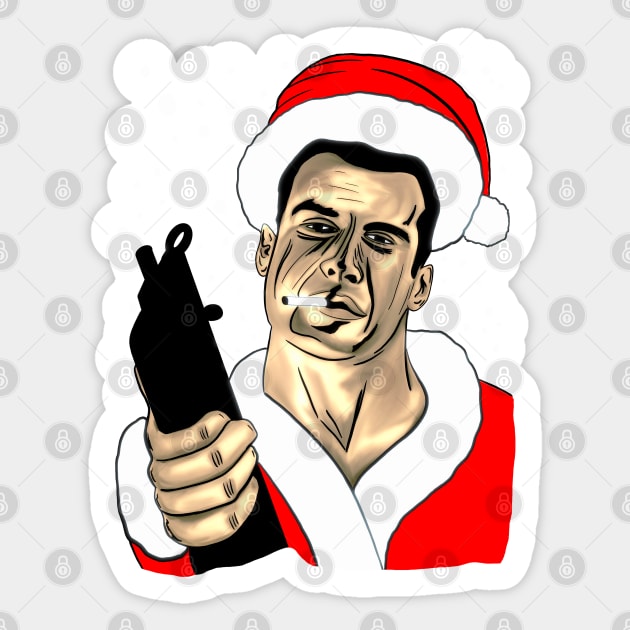 Santa John Mcclane Die Hard Movie Sticker by Jamie Collins